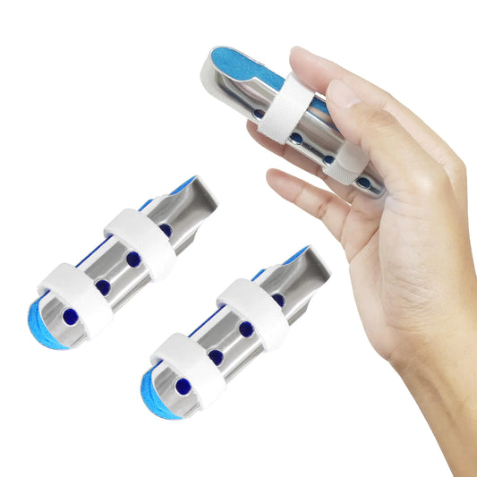 Finger Splint Adjustable Aluminum Support for Mallet Finger Finger Fracture Sprain and Strain Protect Sensitive Cut Fingers Breathable Lightweight Finger Braces Joint Stabilizer (Large 2 Pcs)